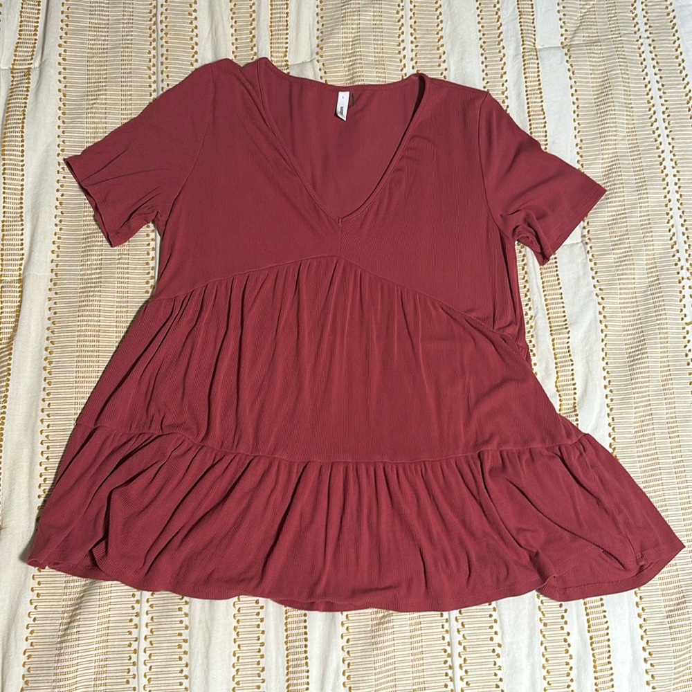 Glam Soft V-Neck Shirt, Pink, Women's Large